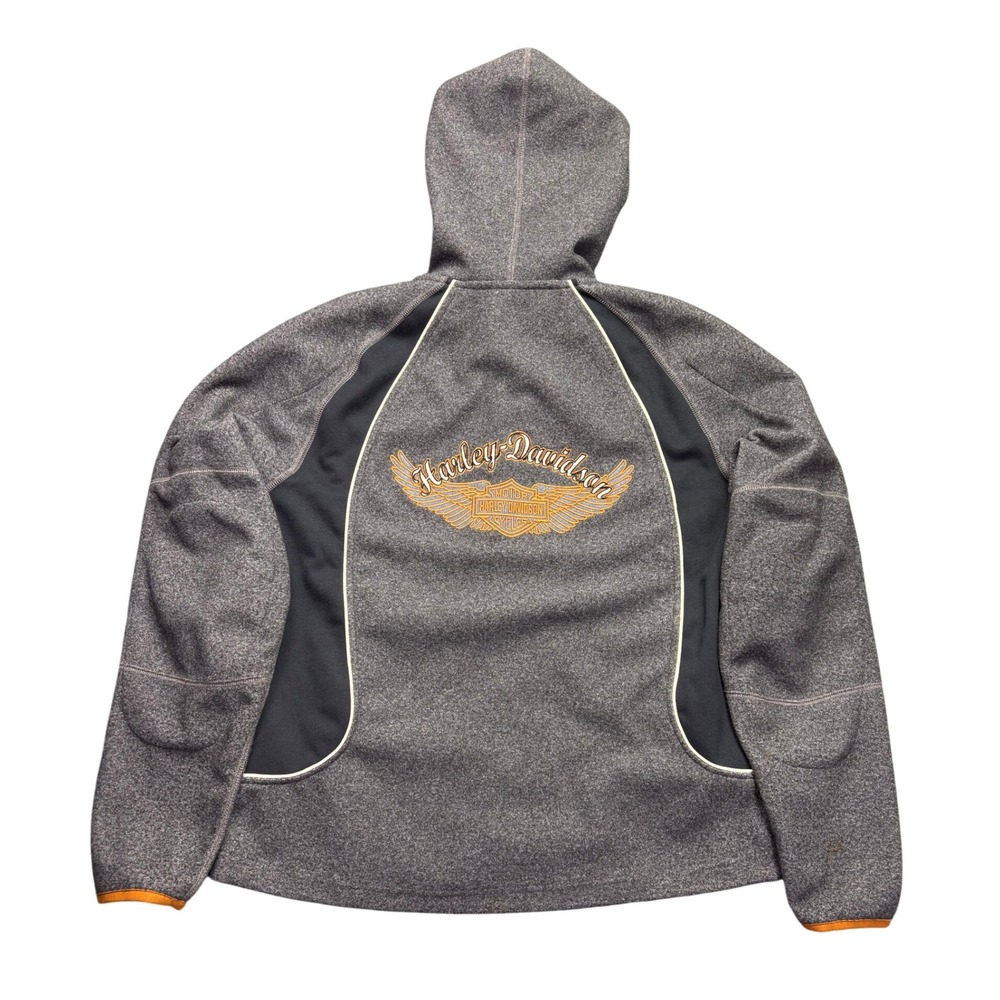 Vintage Y2K Harley-Davidson Womens Large Full Zip Hoodie Spellout Graphic Biker